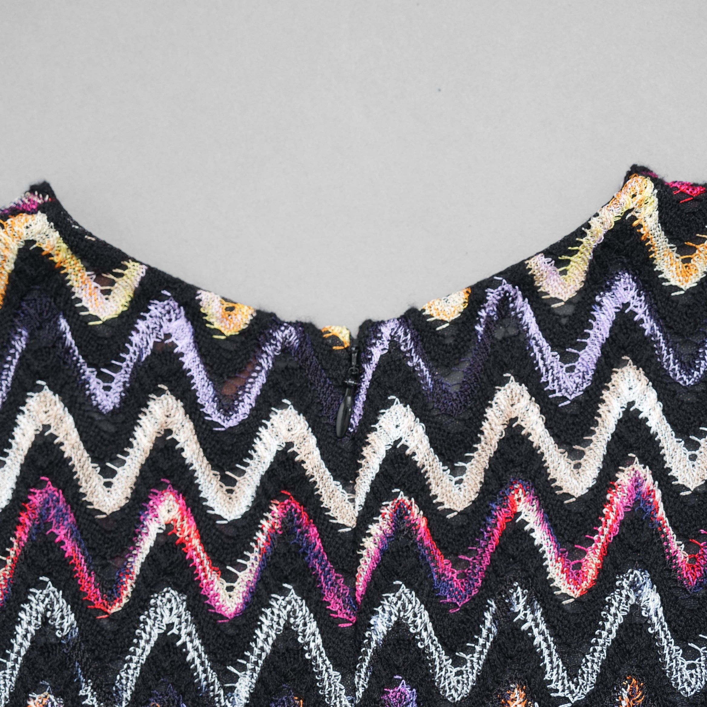 MISSONI ミッソーニ / 美品 23AW かぎ針編みニット 半袖ミニワンピース / DS23WG31 / size 44 (BLACK)