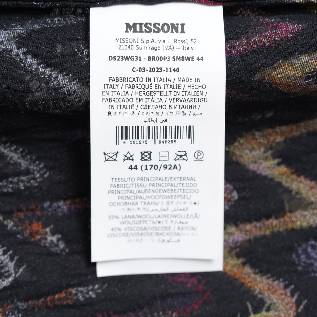 MISSONI ミッソーニ / 美品 23AW かぎ針編みニット 半袖ミニワンピース / DS23WG31 / size 44 (BLACK)