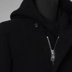 1PIU1UGUALE3 ウノピゥウノウグァーレトレ / 18AW 美品 WRAP NECK HOOD COAT ウールカシミア メルトンコート アウター / MRC060 WNY016 / size 4 (BLACK) 123023-alm