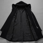 1PIU1UGUALE3 ウノピゥウノウグァーレトレ / 18AW 美品 WRAP NECK HOOD COAT ウールカシミア メルトンコート アウター / MRC060 WNY016 / size 4 (BLACK) 123023-alm