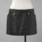 CELINE セリーヌ / 美品 23AW ラムレザー ミニスカート / 2H410305Q / size 38 (BLACK)