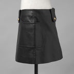 CELINE セリーヌ / 美品 23AW ラムレザー ミニスカート / 2H410305Q / size 38 (BLACK)