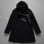 1PIU1UGUALE3 ウノピゥウノウグァーレトレ / 18AW 美品 WRAP NECK HOOD COAT ウールカシミア メルトンコート アウター / MRC060 WNY016 / size 4 (BLACK) 123023-alm