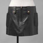 CELINE セリーヌ / 美品 23AW ラムレザー ミニスカート / 2H410305Q / size 38 (BLACK)