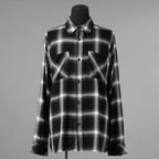 ISAMU KATAYAMA BACKLASH イサムカタヤマ バックラッシュ / 美品 24SSレーヨン オリジナル オンブレチェック ガーメントダイ 長袖シャツ / 2026-01 / size M (BLACK) 352093-in-ue