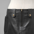 CELINE セリーヌ / 美品 23AW ラムレザー ミニスカート / 2H410305Q / size 38 (BLACK)