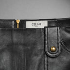 CELINE セリーヌ / 美品 23AW ラムレザー ミニスカート / 2H410305Q / size 38 (BLACK)