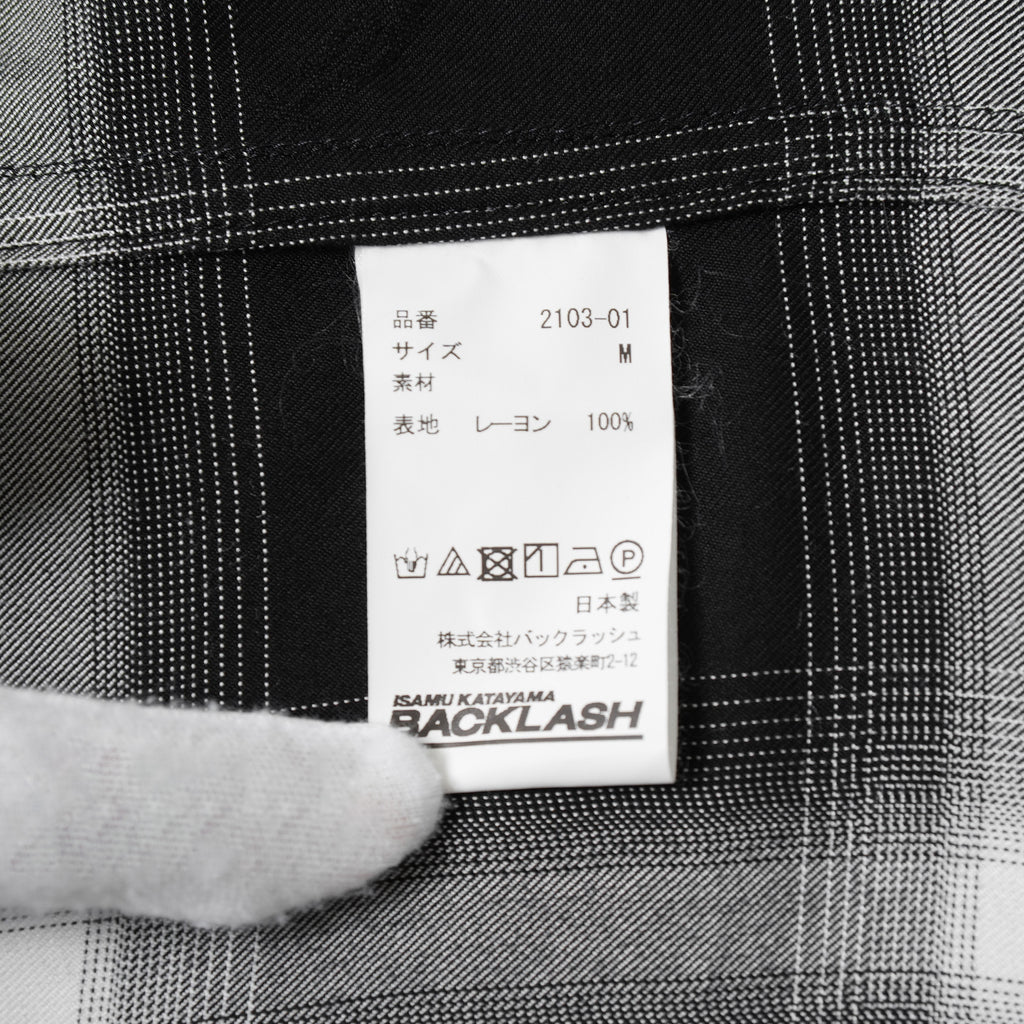 ISAMU KATAYAMA BACKLASH イサムカタヤマ バックラッシュ / 美品 24SSレーヨン オリジナル オンブレチェック ガーメントダイ 長袖シャツ / 2026-01 / size M (BLACK) 352093-in-ue