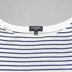 CHANEL シャネル / 美品 17SS パールボタン ボーダーニット / ココマーク / P56071K07346 / size 36 (ECRU×NAVY）