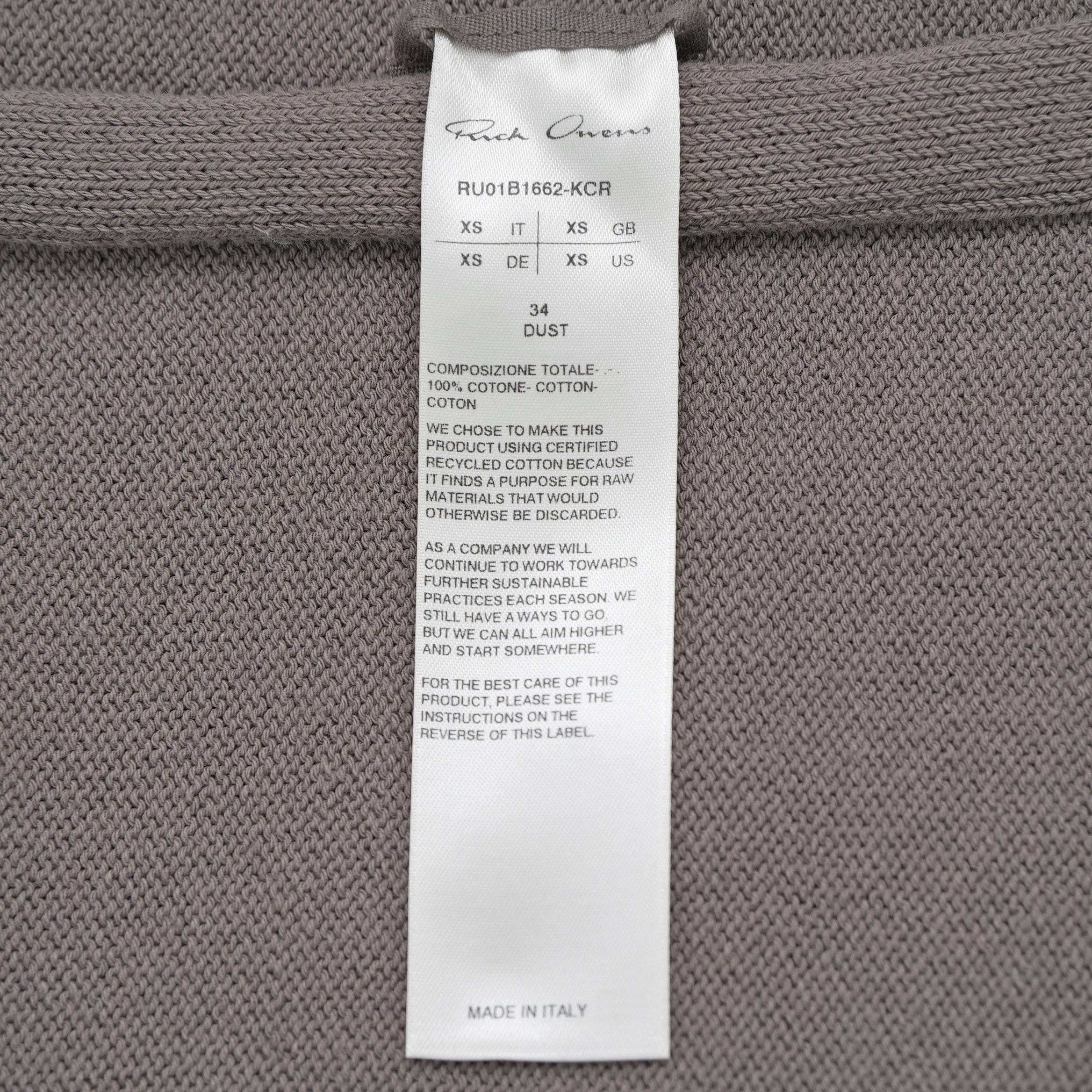 RICK OWENS リックオウエンス / 美品 22SS FOGACHINE / Tommy Vネック ニット セーター / RU-01B1662-KCR / size XS (DUST)