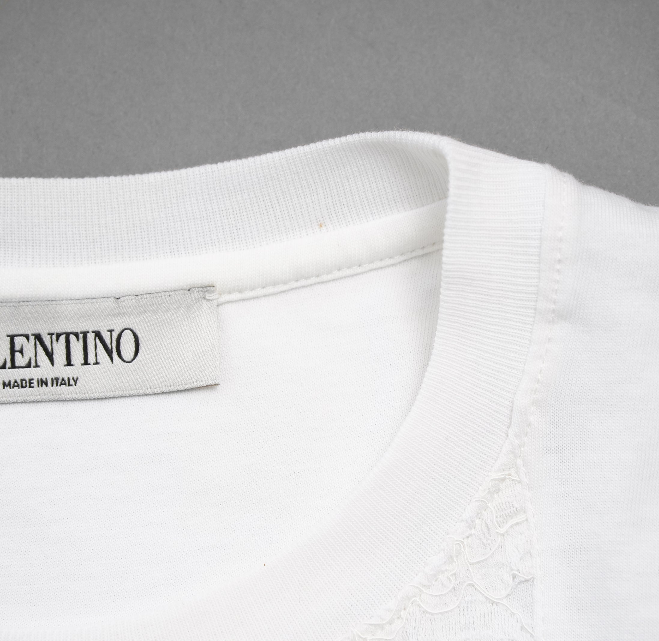 VALENTINO ヴァレンティノ / 22SS ロゴプリント エンブロイダリー  レースパネル  半袖Tシャツ / size XS (WHITE) レディース