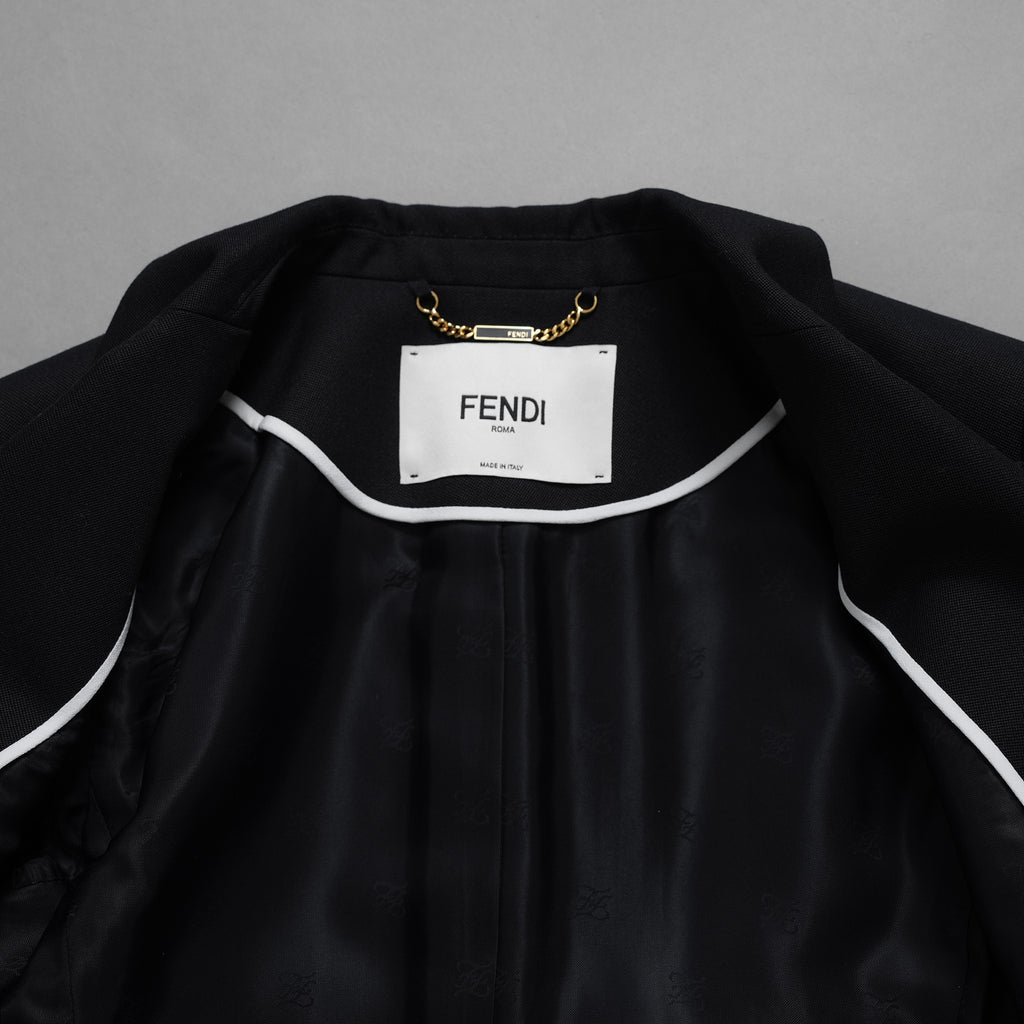 FENDI フェンディ / 美品 21AW Contrasting Lapel Tuxedo Blazer コントラスティング ラペル タキシード ブレザー ジャケット / FJ7215 AHLA / size 40 (BLACK) レディース 352092-izm