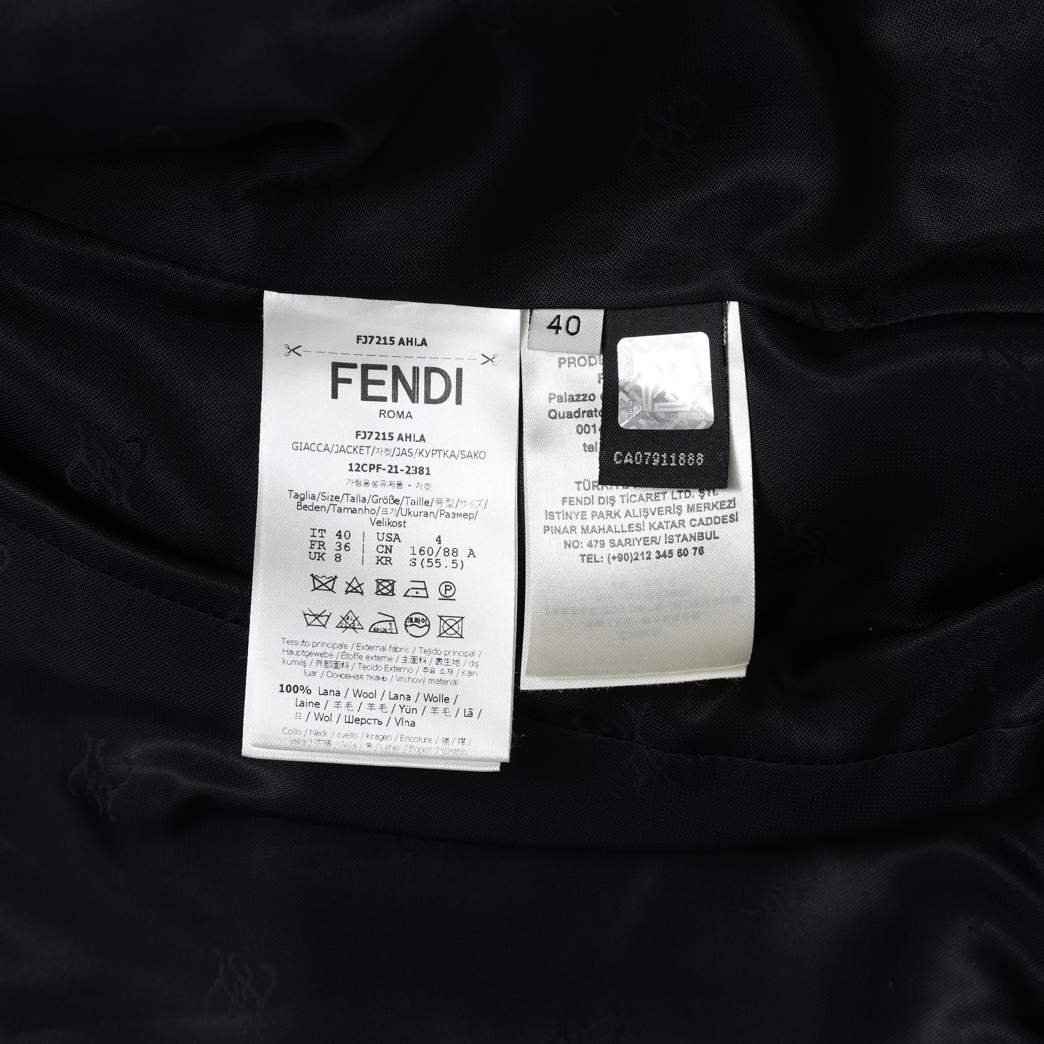FENDI フェンディ / 美品 21AW Contrasting Lapel Tuxedo Blazer コントラスティング ラペル タキシード ブレザー ジャケット / FJ7215 AHLA / size 40 (BLACK) レディース 352092-izm