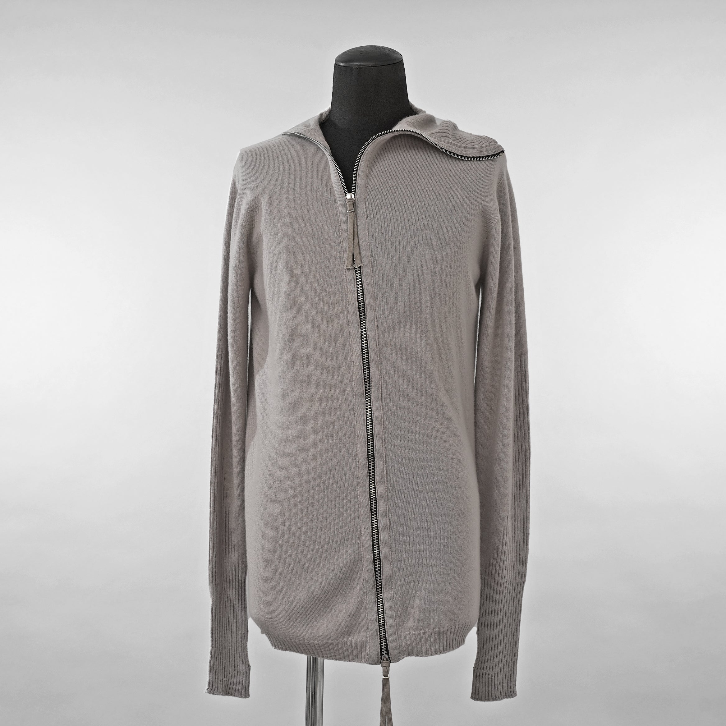 超希少 BORIS BIDJAN SABERI ボリスビジャンサベリ / 美品 カシミヤ 100% zipper2. シームレス3Dニット / FZB30008 / size S (LIGHT GRAY)