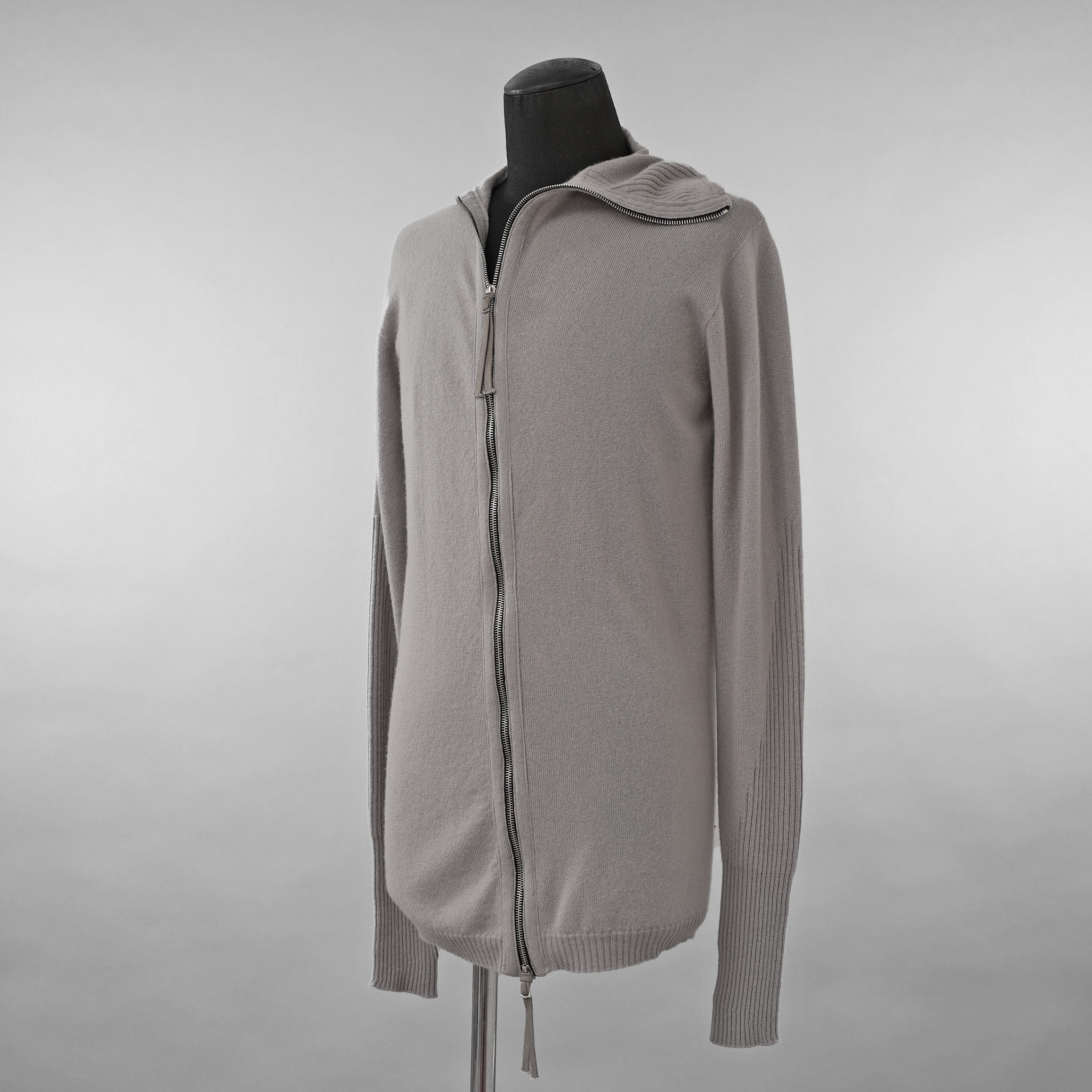 超希少 BORIS BIDJAN SABERI ボリスビジャンサベリ / 美品 カシミヤ 100% zipper2. シームレス3Dニット / FZB30008 / size S (LIGHT GRAY)