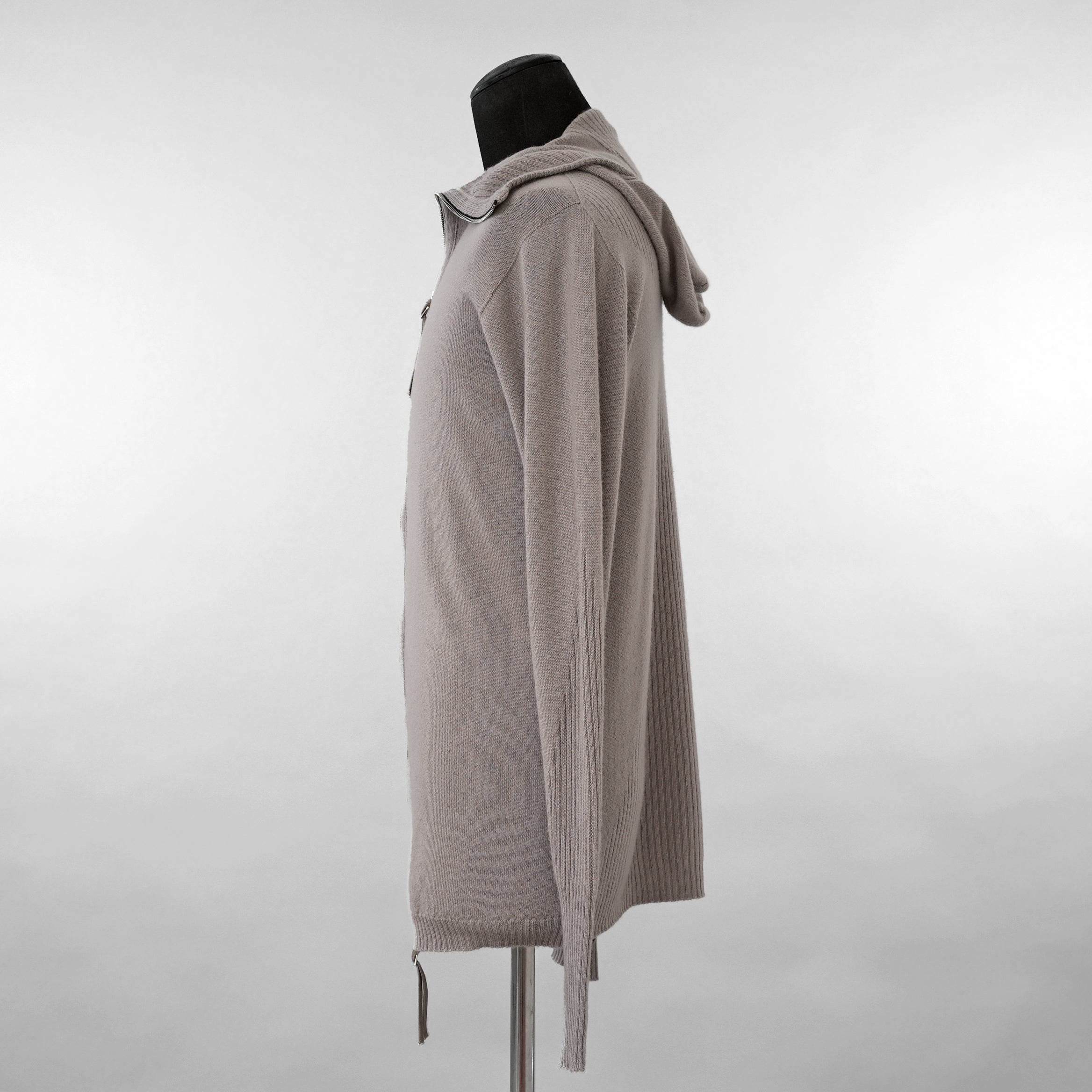 超希少 BORIS BIDJAN SABERI ボリスビジャンサベリ / 美品 カシミヤ 100% zipper2. シームレス3Dニット / FZB30008 / size S (LIGHT GRAY)