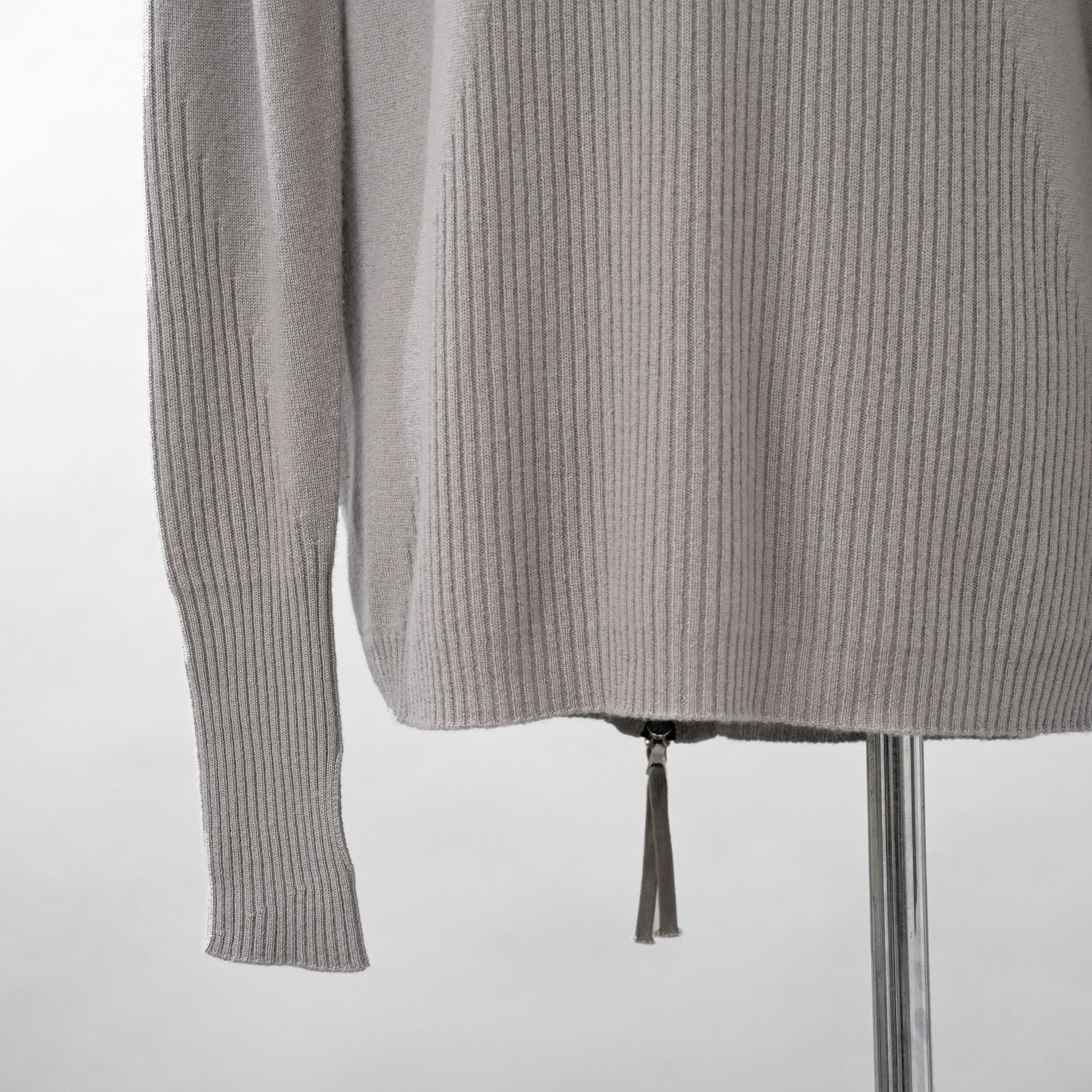 超希少 BORIS BIDJAN SABERI ボリスビジャンサベリ / 美品 カシミヤ 100% zipper2. シームレス3Dニット / FZB30008 / size S (LIGHT GRAY)