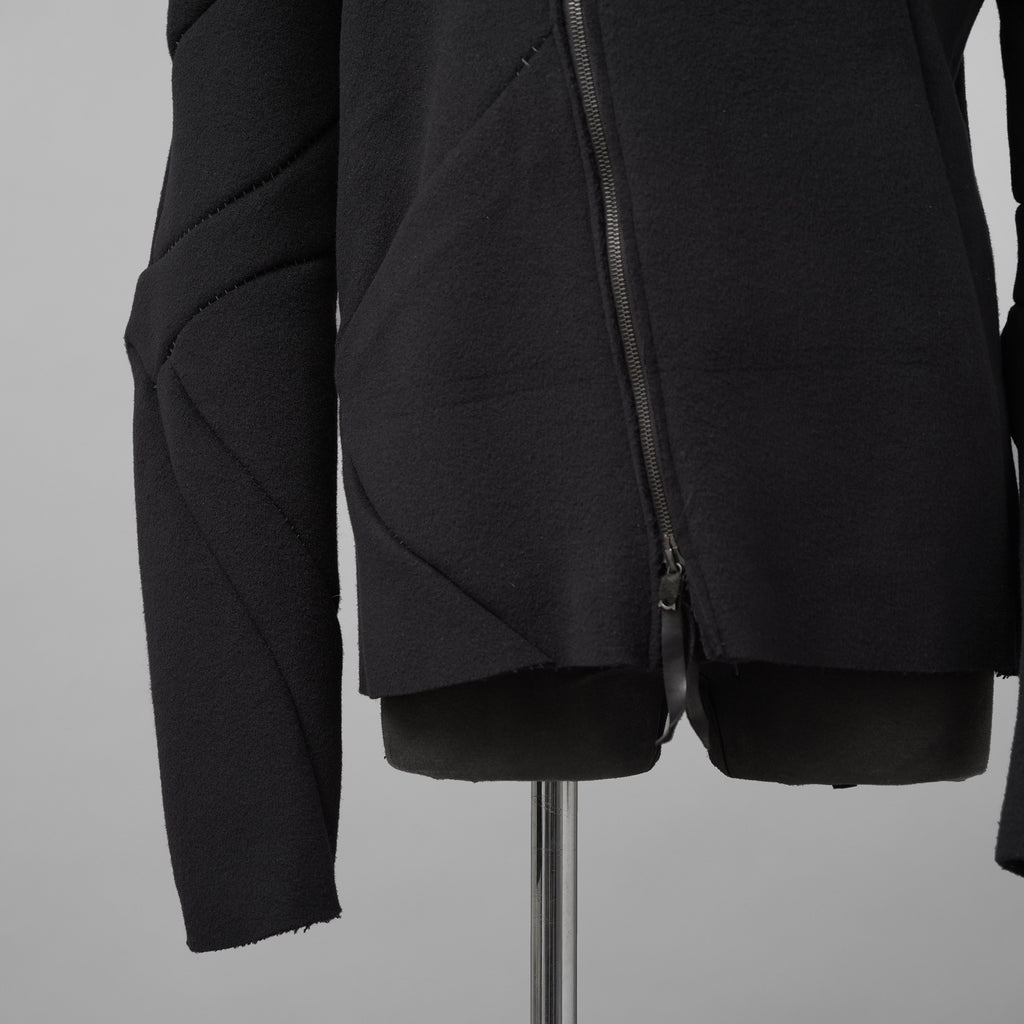 LEON EMANUEL BLANCK レオンエマニュエルブランク / 美品 23AW Distortion Zipped Hoody / コットン フリース パーカー / DIS-M-HOZ-01 / size 46 (BLACK)