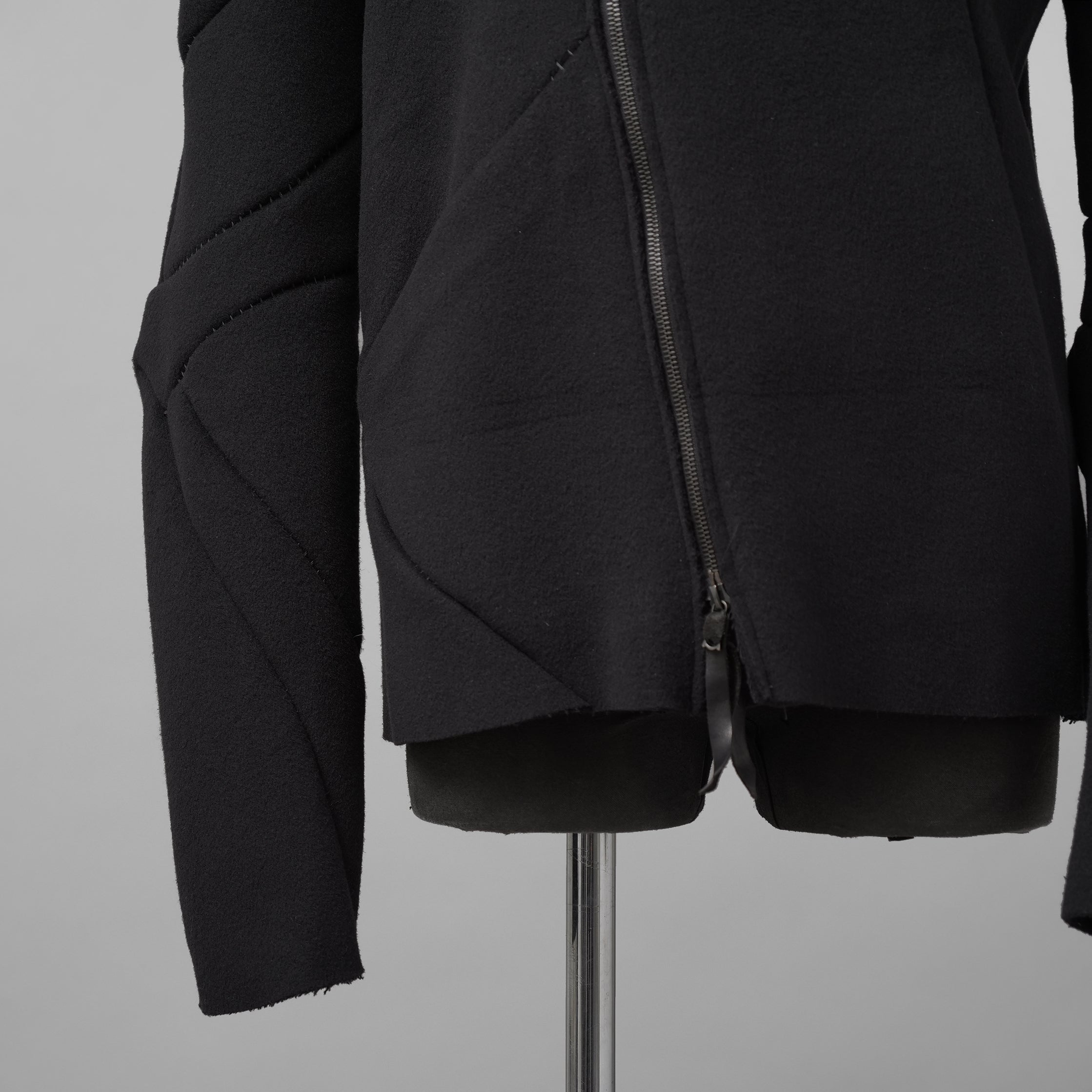 LEON EMANUEL BLANCK レオンエマニュエルブランク / 美品 23AW Distortion Zipped Hoody / コットン フリース パーカー / DIS-M-HOZ-01 / size 46 (BLACK)