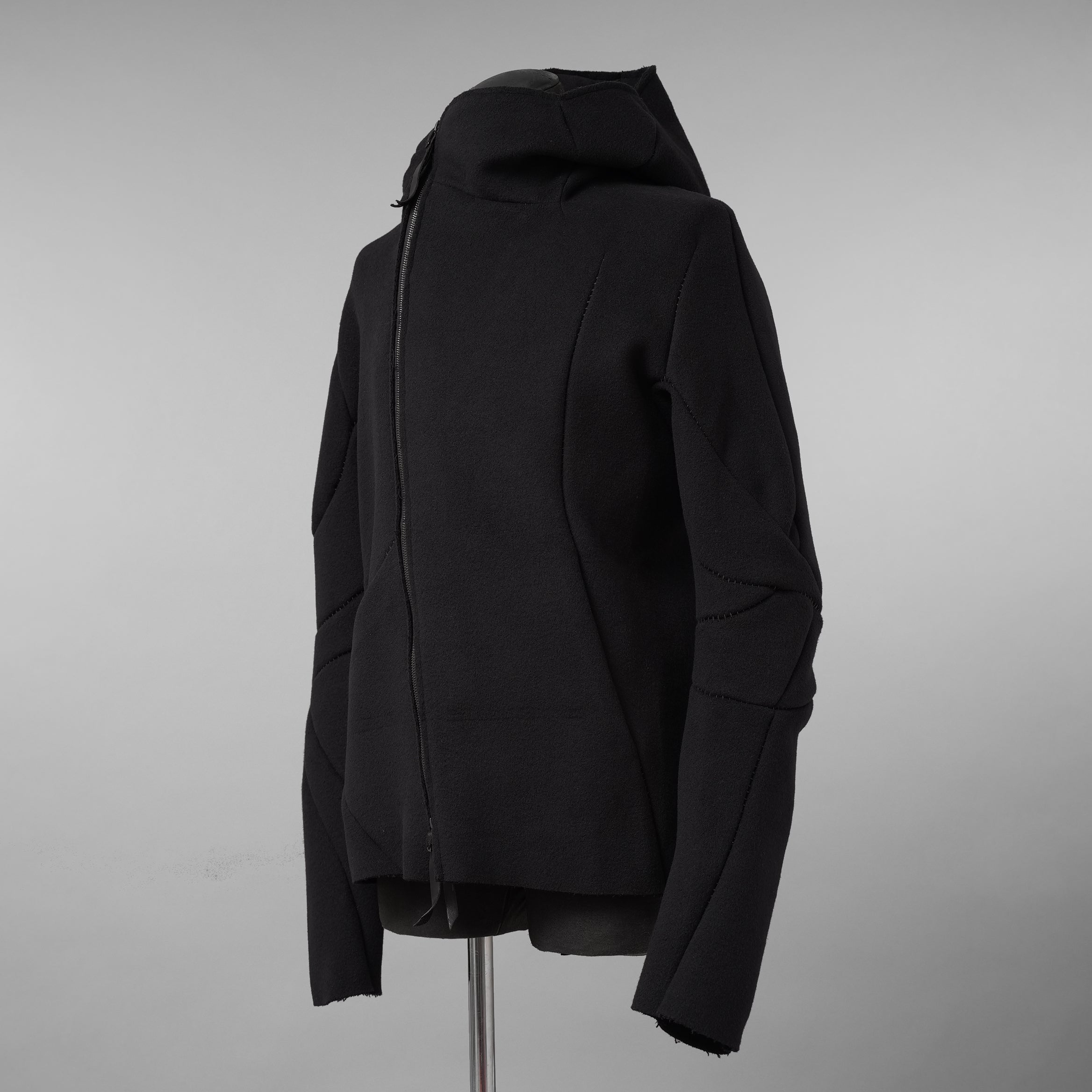 LEON EMANUEL BLANCK レオンエマニュエルブランク / 美品 23AW Distortion Zipped Hoody / コットン フリース パーカー / DIS-M-HOZ-01 / size 46 (BLACK)