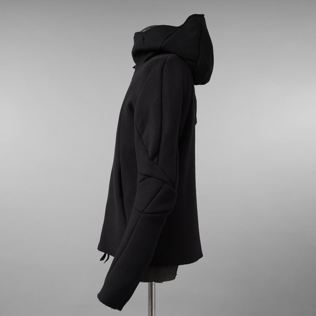LEON EMANUEL BLANCK レオンエマニュエルブランク / 美品 23AW Distortion Zipped Hoody / コットン フリース パーカー / DIS-M-HOZ-01 / size 46 (BLACK)