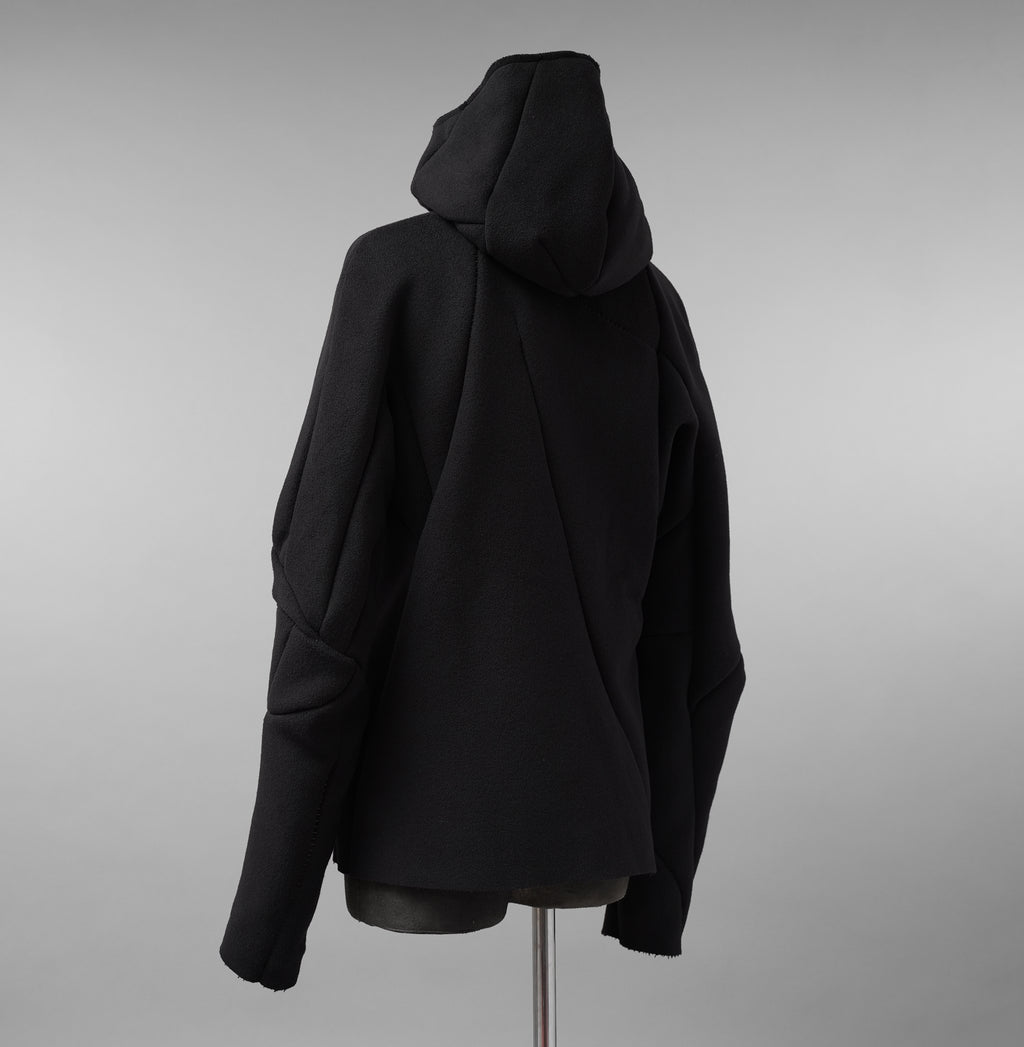 LEON EMANUEL BLANCK レオンエマニュエルブランク / 美品 23AW Distortion Zipped Hoody / コットン フリース パーカー / DIS-M-HOZ-01 / size 46 (BLACK)