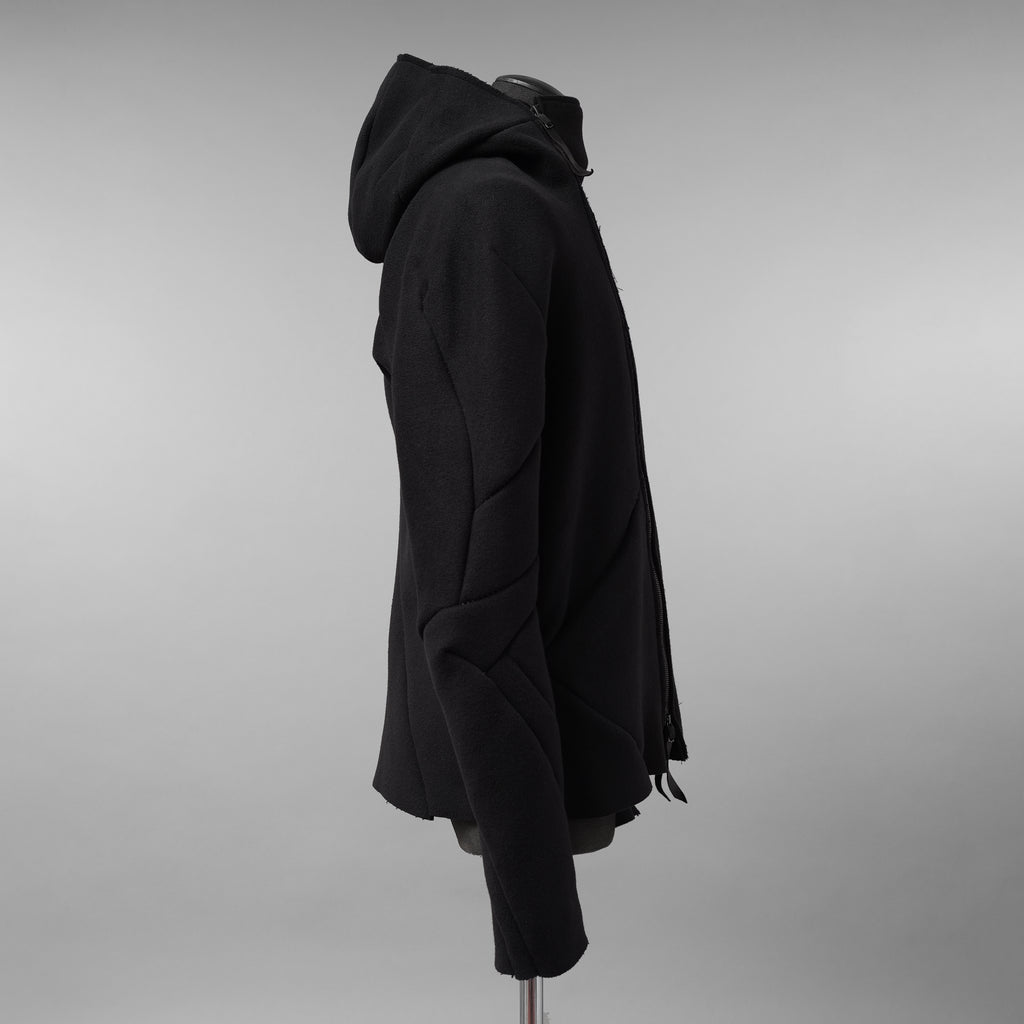 LEON EMANUEL BLANCK レオンエマニュエルブランク / 美品 23AW Distortion Zipped Hoody / コットン フリース パーカー / DIS-M-HOZ-01 / size 46 (BLACK)