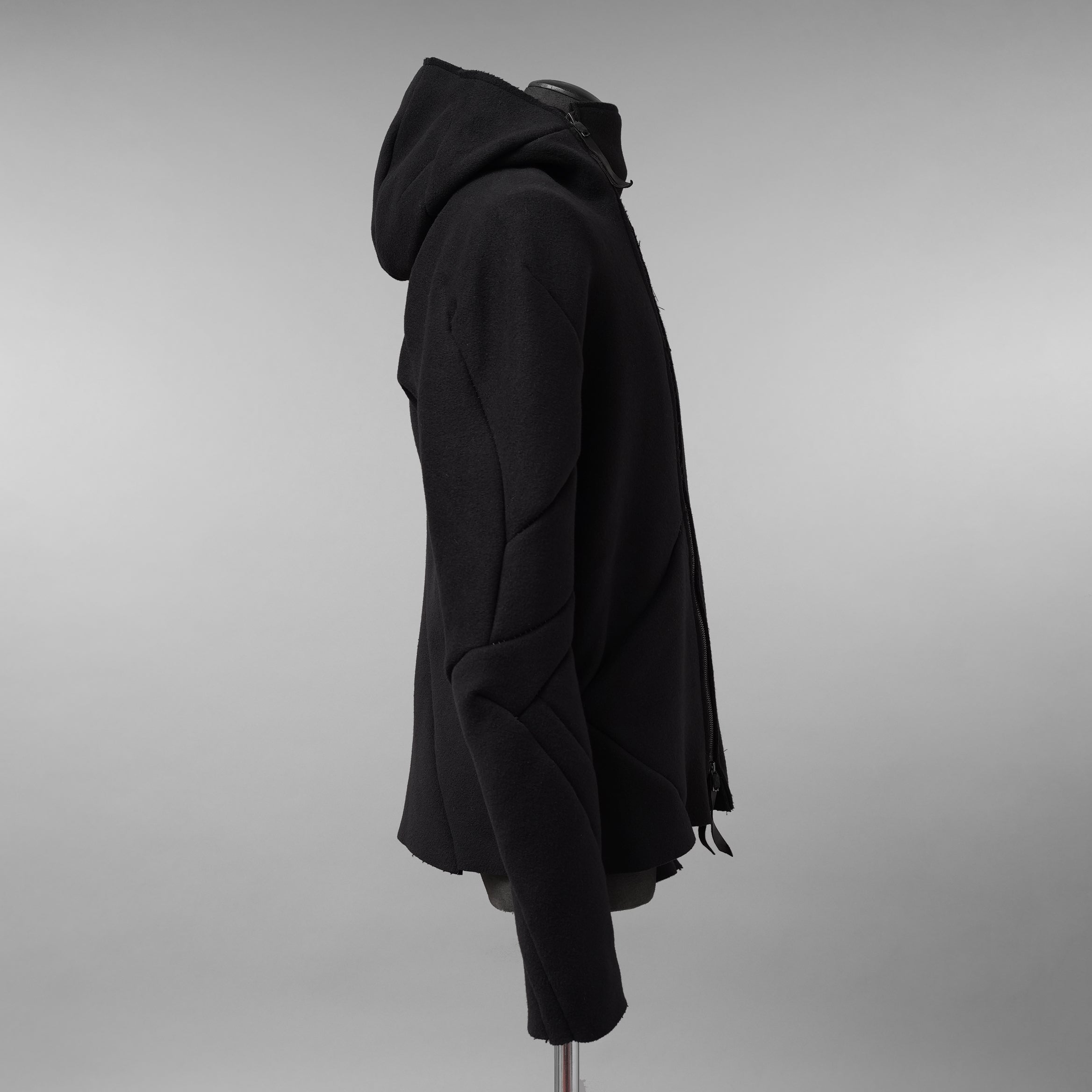 LEON EMANUEL BLANCK レオンエマニュエルブランク / 美品 23AW Distortion Zipped Hoody / コットン フリース パーカー / DIS-M-HOZ-01 / size 46 (BLACK)