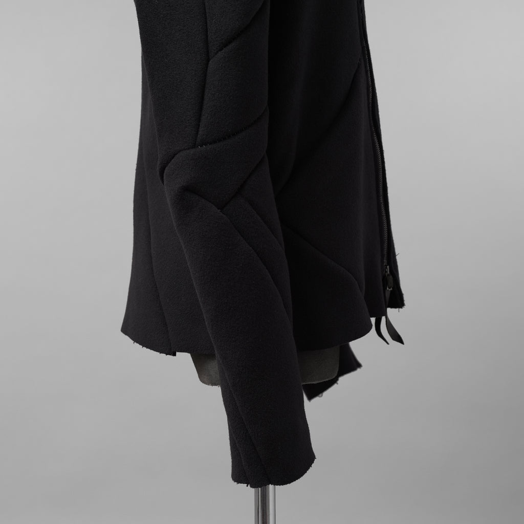 LEON EMANUEL BLANCK レオンエマニュエルブランク / 美品 23AW Distortion Zipped Hoody / コットン フリース パーカー / DIS-M-HOZ-01 / size 46 (BLACK)