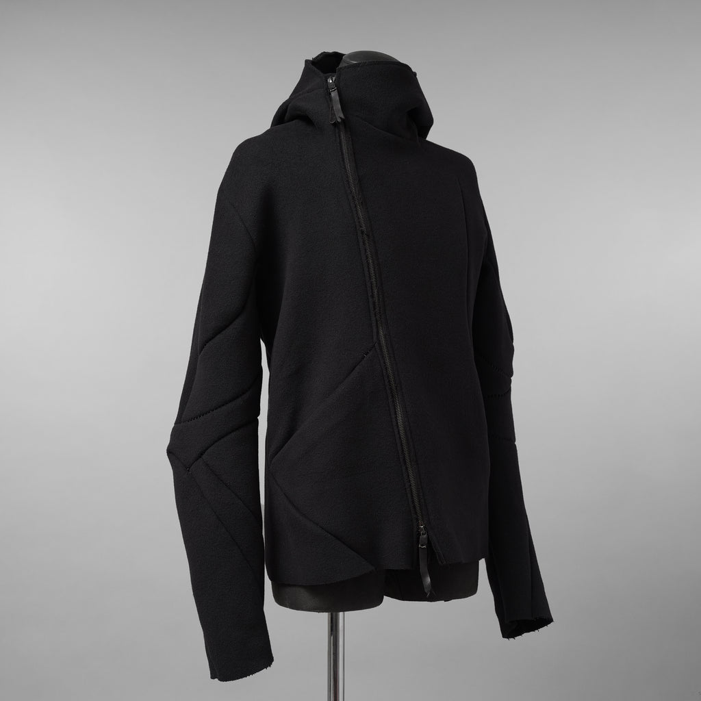 LEON EMANUEL BLANCK レオンエマニュエルブランク / 美品 23AW Distortion Zipped Hoody / コットン フリース パーカー / DIS-M-HOZ-01 / size 46 (BLACK)