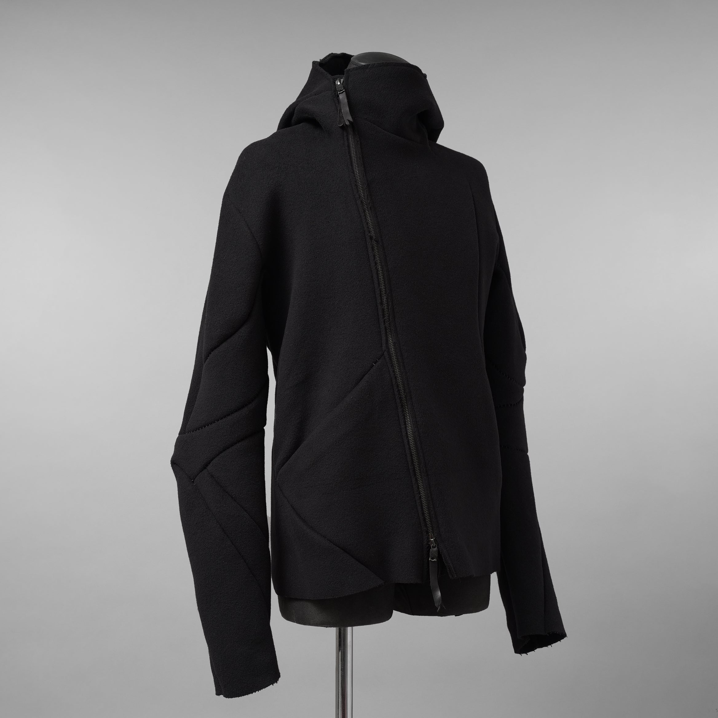 LEON EMANUEL BLANCK レオンエマニュエルブランク / 美品 23AW Distortion Zipped Hoody / コットン フリース パーカー / DIS-M-HOZ-01 / size 46 (BLACK)