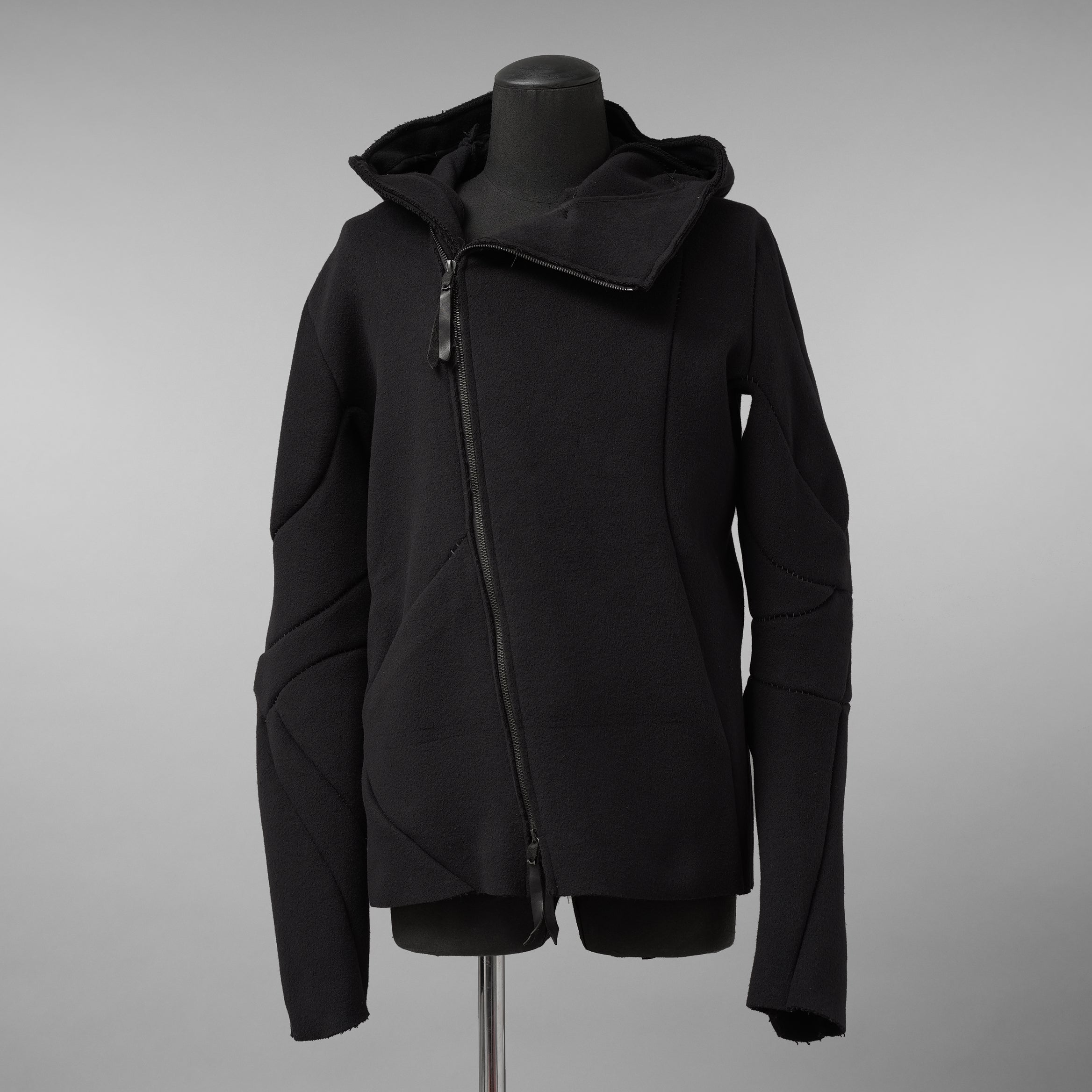 LEON EMANUEL BLANCK レオンエマニュエルブランク / 美品 23AW Distortion Zipped Hoody / コットン フリース パーカー / DIS-M-HOZ-01 / size 46 (BLACK)