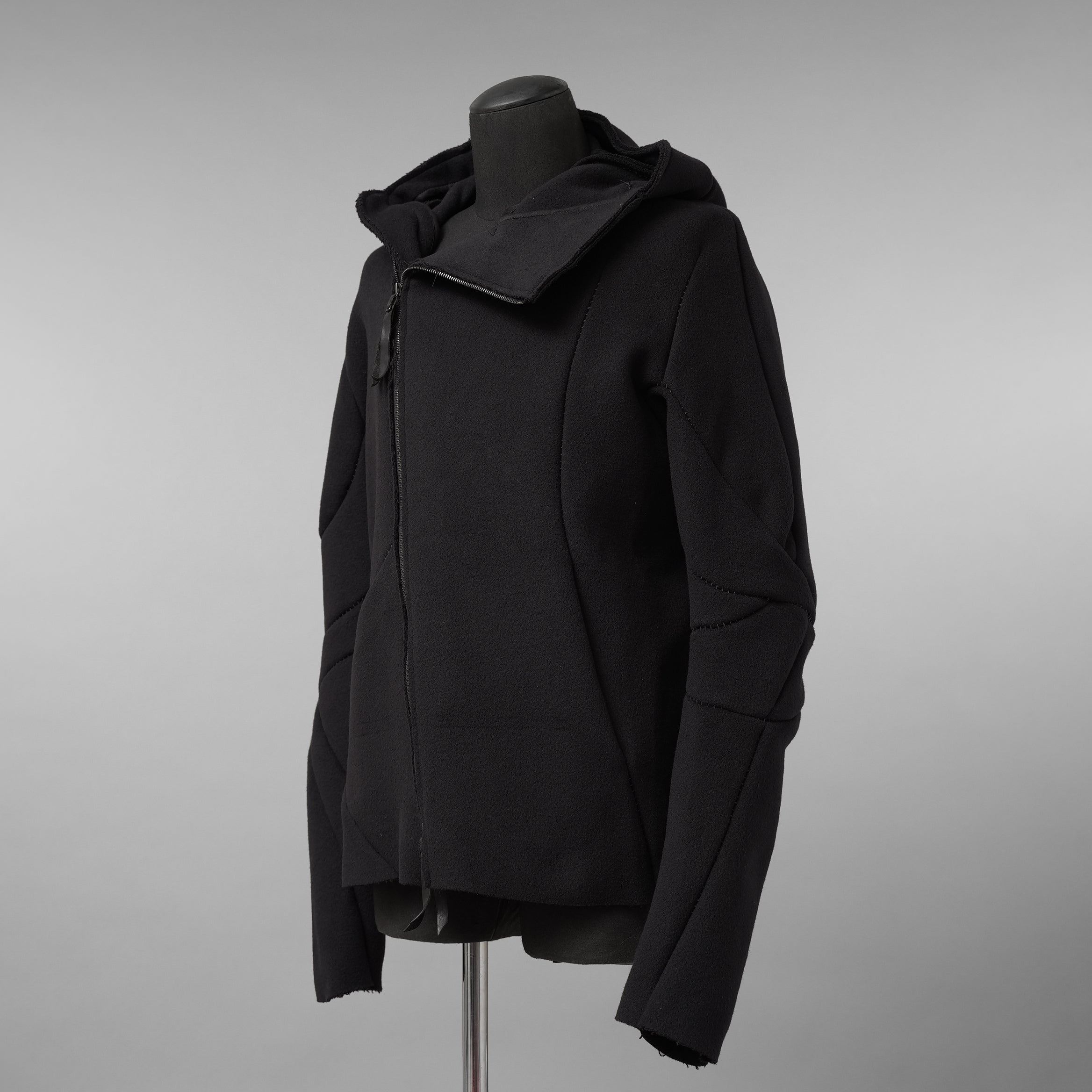 LEON EMANUEL BLANCK レオンエマニュエルブランク / 美品 23AW Distortion Zipped Hoody / コットン フリース パーカー / DIS-M-HOZ-01 / size 46 (BLACK)