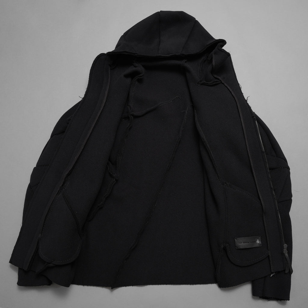 LEON EMANUEL BLANCK レオンエマニュエルブランク / 美品 23AW Distortion Zipped Hoody / コットン フリース パーカー / DIS-M-HOZ-01 / size 46 (BLACK)
