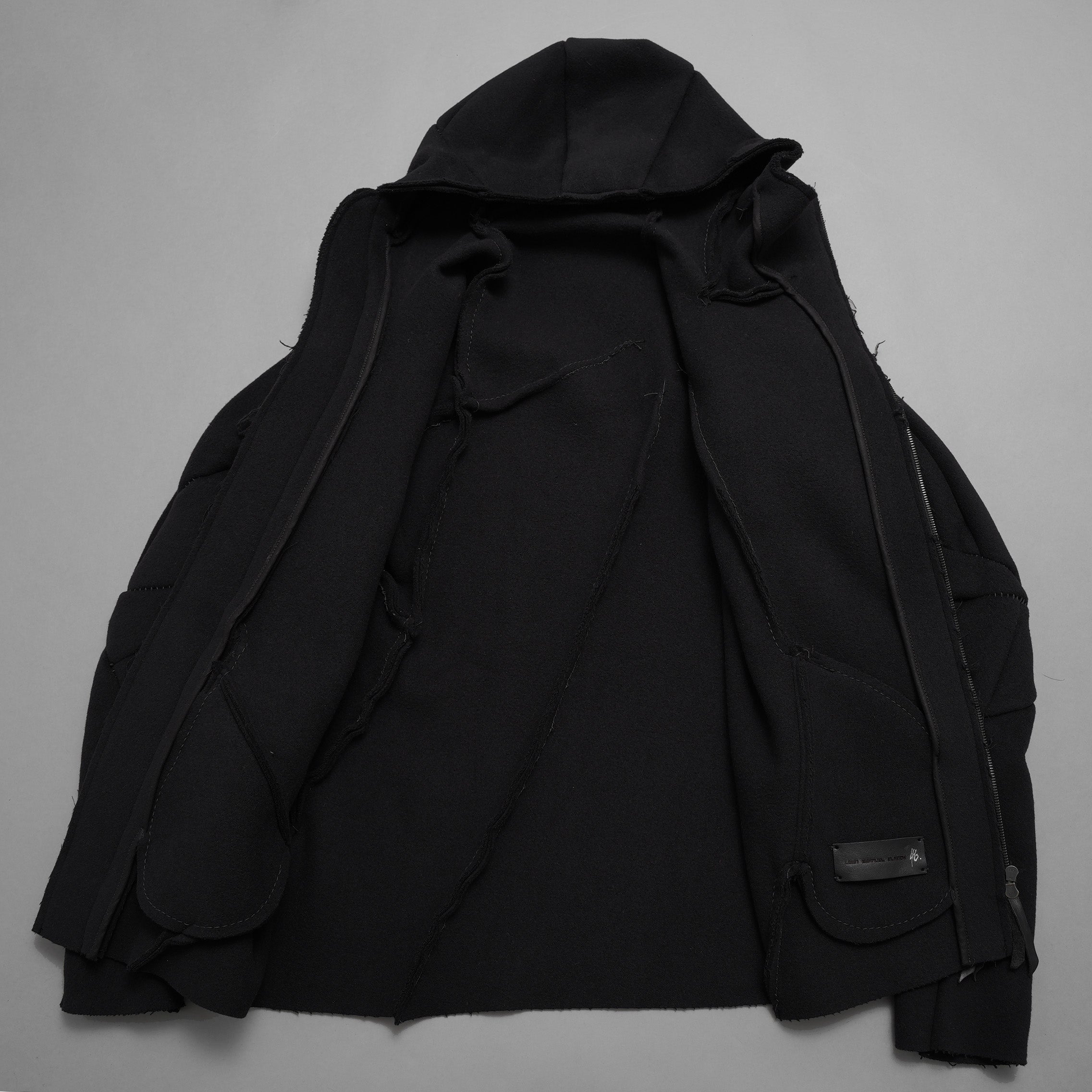 LEON EMANUEL BLANCK レオンエマニュエルブランク / 美品 23AW Distortion Zipped Hoody / コットン フリース パーカー / DIS-M-HOZ-01 / size 46 (BLACK)