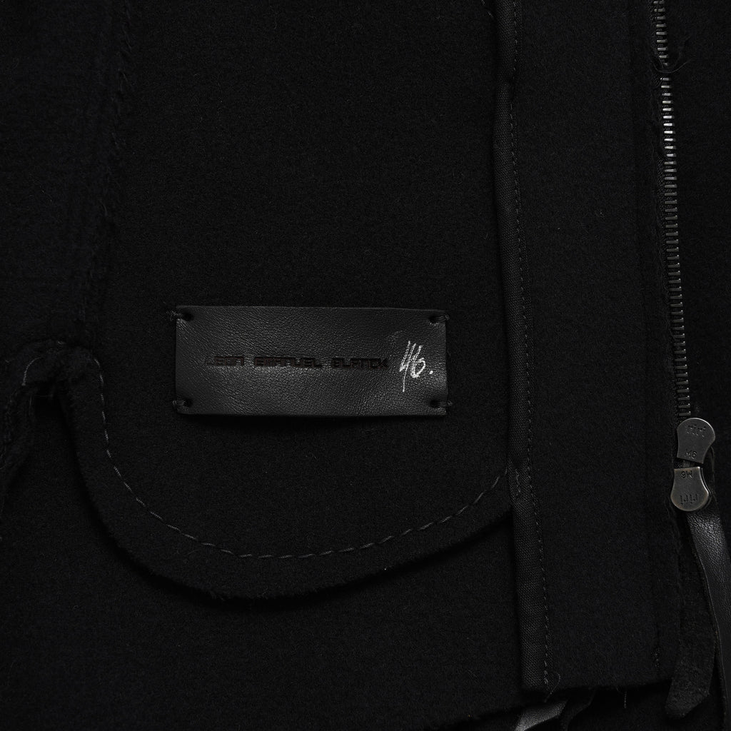 LEON EMANUEL BLANCK レオンエマニュエルブランク / 美品 23AW Distortion Zipped Hoody / コットン フリース パーカー / DIS-M-HOZ-01 / size 46 (BLACK)