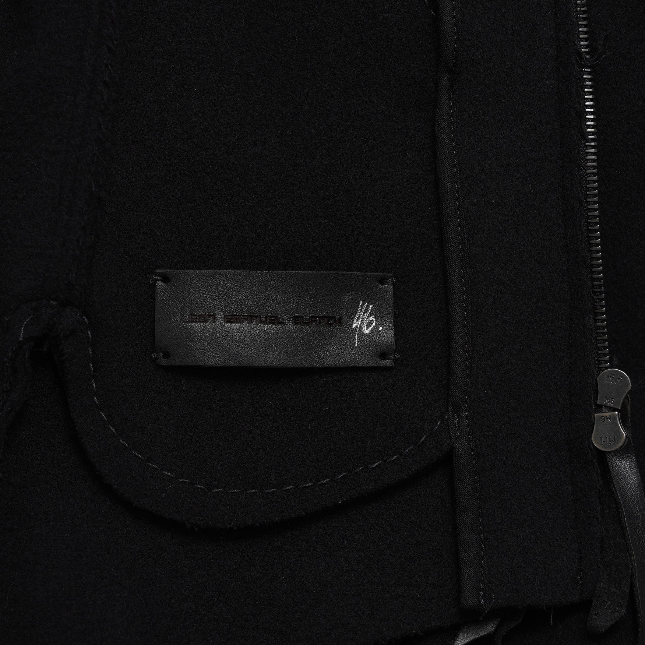 LEON EMANUEL BLANCK レオンエマニュエルブランク / 美品 23AW Distortion Zipped Hoody / コットン フリース パーカー / DIS-M-HOZ-01 / size 46 (BLACK)