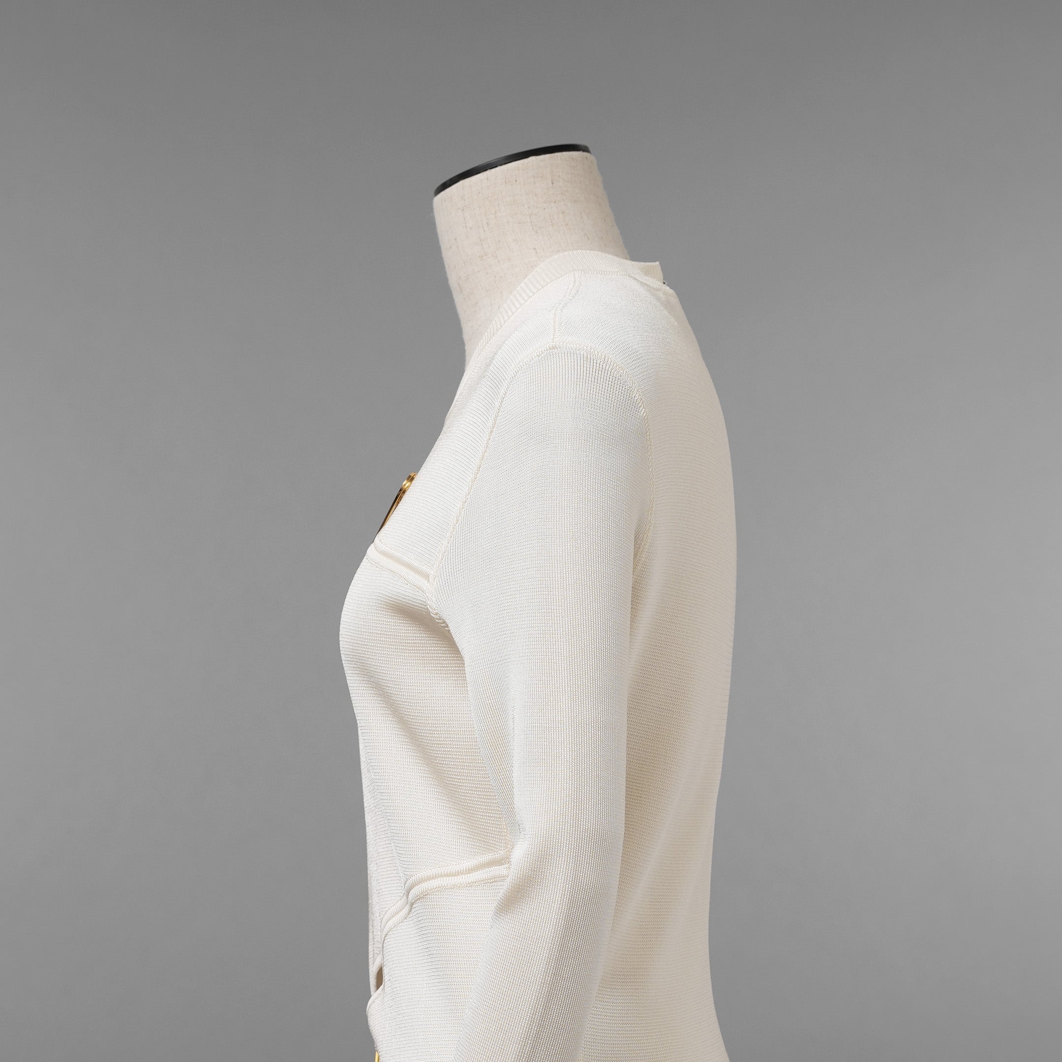 FENDACE フェンダーチェ FENDI x VERSACE コラボ / 美品 22SS セーフティピン ニットミニドレス / ワンピース / FZD952 AJTM / size 42 (IVORY）