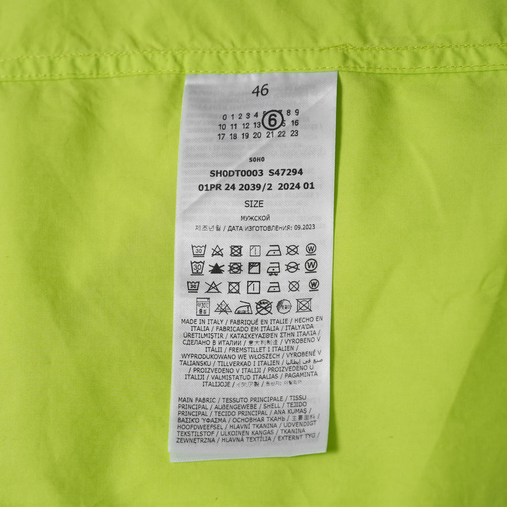 MM6 MAISON MARGIERA メゾン マルジェラ / 美品 24SS ビッグシルエット ネオンカラー コットンポプリンシャツ 長袖シャツ / SH0DT0003-S47294 / size 46 (LIMEGREEN) 352107-in-ue