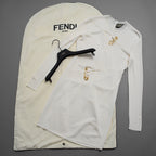 FENDACE フェンダーチェ FENDI x VERSACE コラボ / 美品 22SS セーフティピン ニットミニドレス / ワンピース / FZD952 AJTM / size 42 (IVORY）