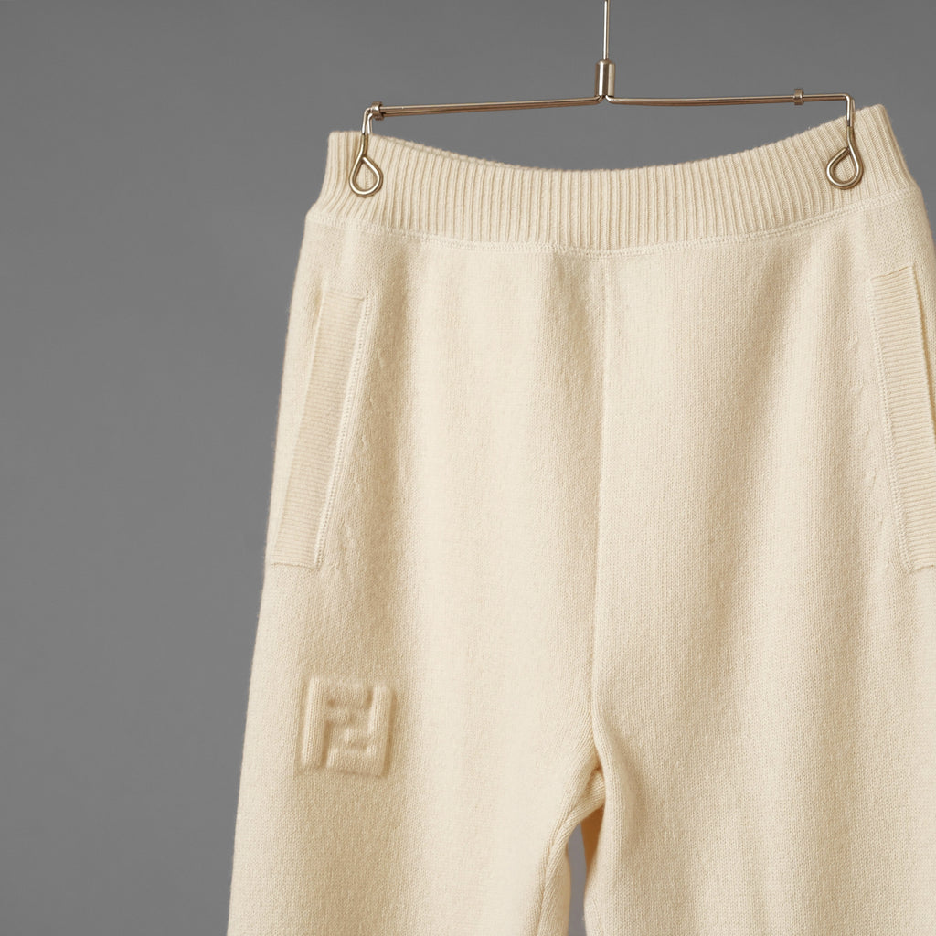 FENDI フェンディ / 美品 21AW カシミア FFエンボス フーディ ニットパンツ / FZR763 ALAK / size 40 (IVORY) レディース 352075-izm