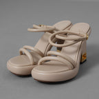 FENDI フェンディ / 美品 22SS バゲット メタルヒール レザーサンダル シューズ / size 36 (22.5cm) BEIGE レディース 352104-izm