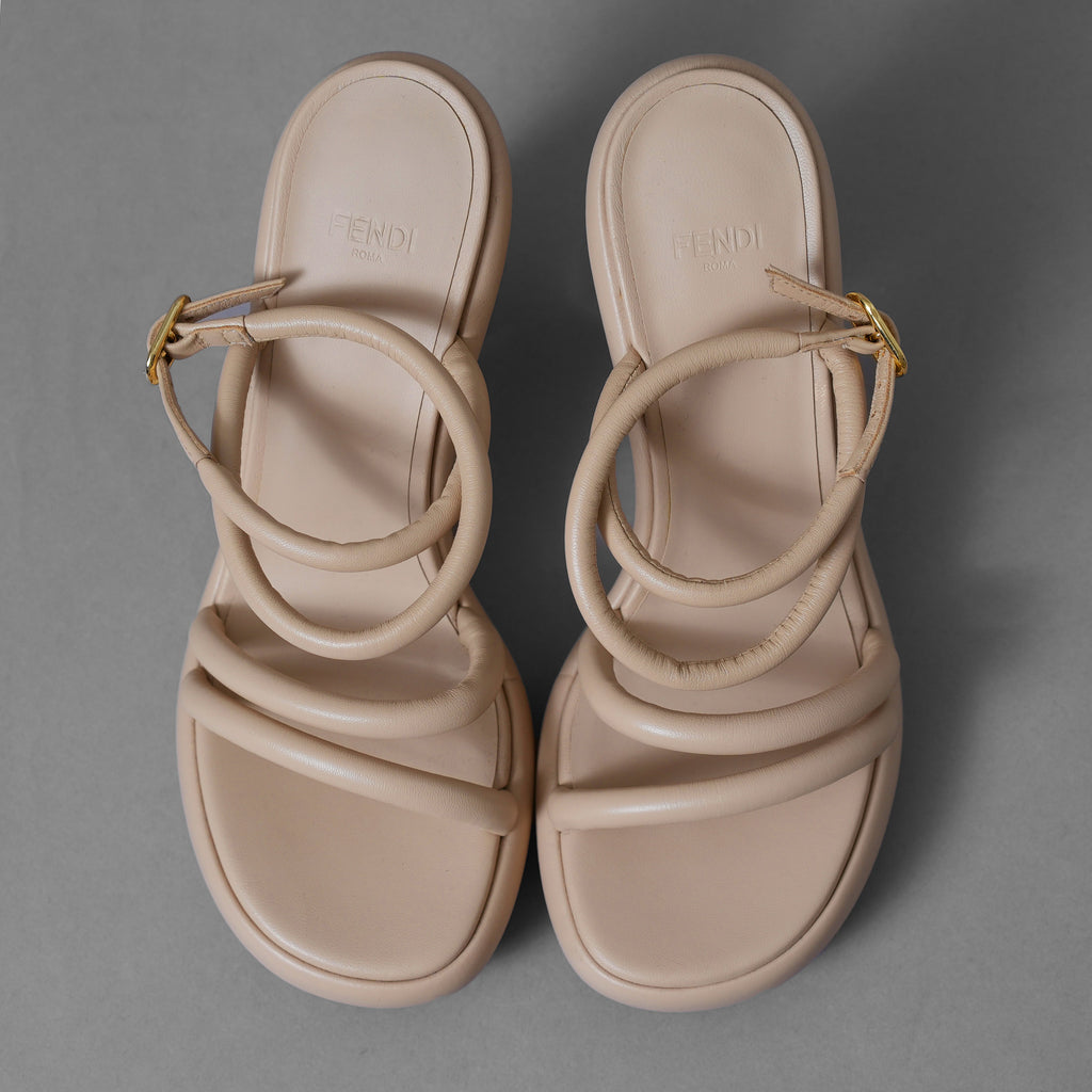 FENDI フェンディ / 美品 22SS バゲット メタルヒール レザーサンダル シューズ / size 36 (22.5cm) BEIGE レディース 352104-izm