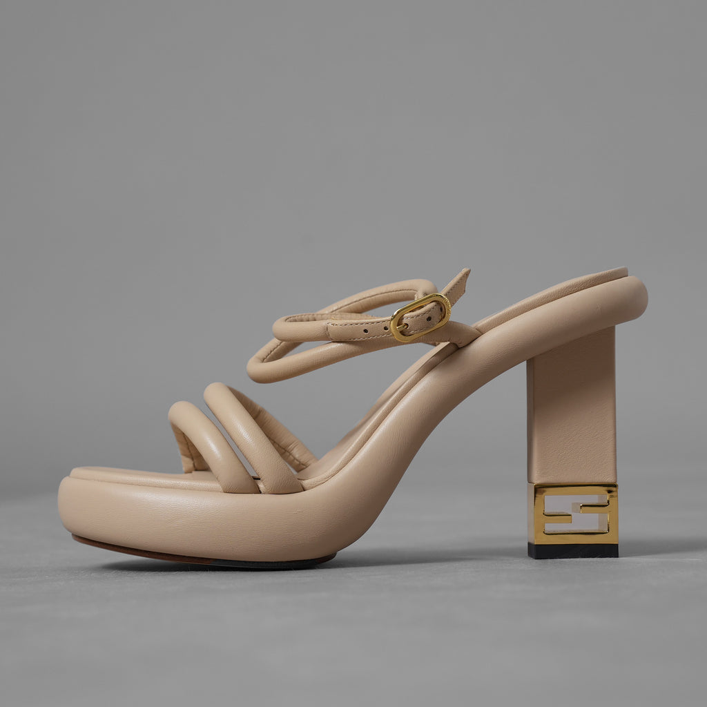 FENDI フェンディ / 美品 22SS バゲット メタルヒール レザーサンダル シューズ / size 36 (22.5cm) BEIGE レディース 352104-izm