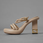 FENDI フェンディ / 美品 22SS バゲット メタルヒール レザーサンダル シューズ / size 36 (22.5cm) BEIGE レディース 352104-izm