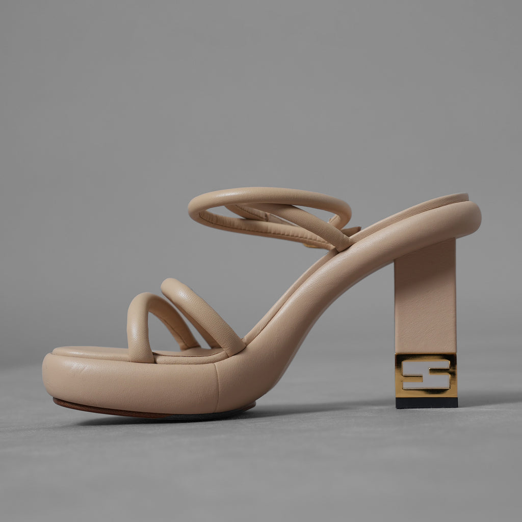 FENDI フェンディ / 美品 22SS バゲット メタルヒール レザーサンダル シューズ / size 36 (22.5cm) BEIGE レディース 352104-izm