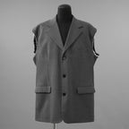 RAF SIMONS ラフシモンズ / 美品 23SS ノースリーブ テーラードジャケット ベスト / 231-516 / size S (GRAY)