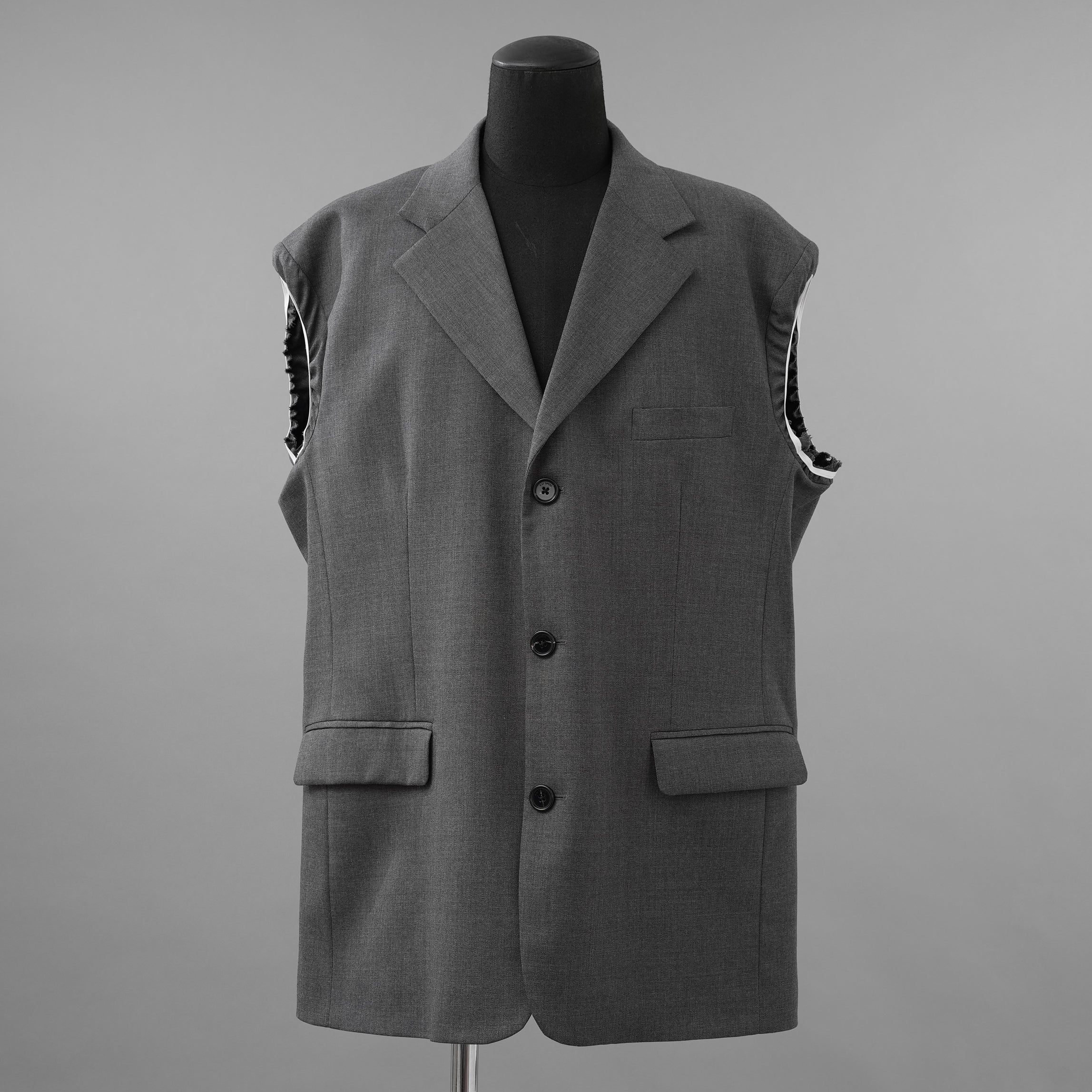 RAF SIMONS ラフシモンズ / 美品 23SS ノースリーブ テーラードジャケット ベスト / 231-516 / size S (GRAY)