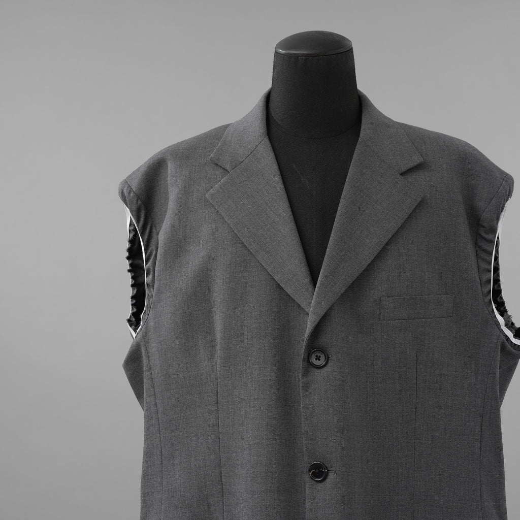 RAF SIMONS ラフシモンズ / 美品 23SS ノースリーブ テーラードジャケット ベスト / 231-516 / size S (GRAY)