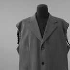RAF SIMONS ラフシモンズ / 美品 23SS ノースリーブ テーラードジャケット ベスト / 231-516 / size S (GRAY)